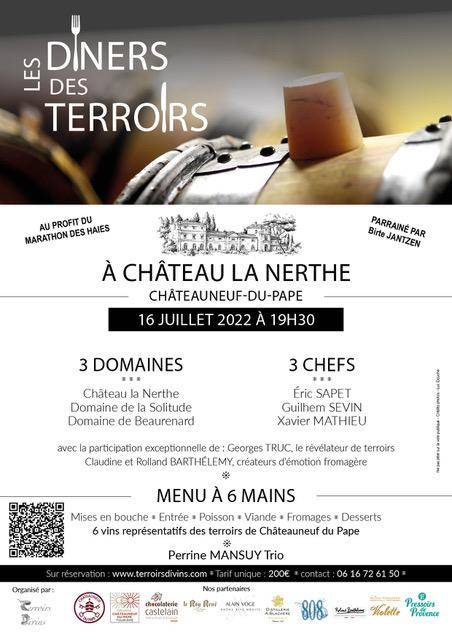 Les Dîners des Terroirs au Château La Nerthe le Samedi 16 Juillet 2022 à 19H30